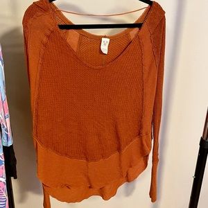 FREE PEOPLE we the free long sleeve waffle top -XS
